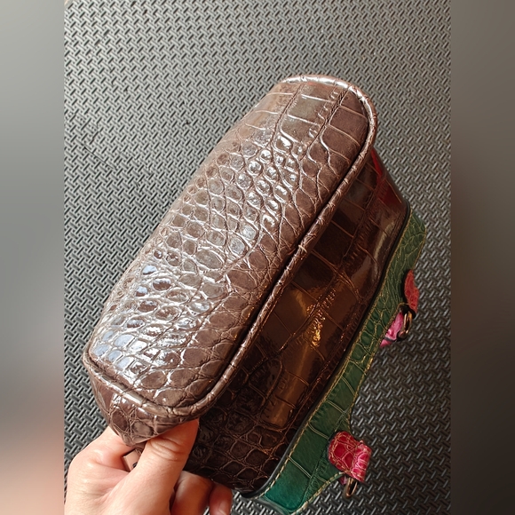 Store Close Next Week!! Guess Logo Multicolor Croc-Embossed Women's Handbag - Picture 3 of 6